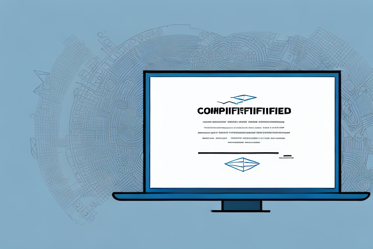 A computer with a certificate of completion on the screen